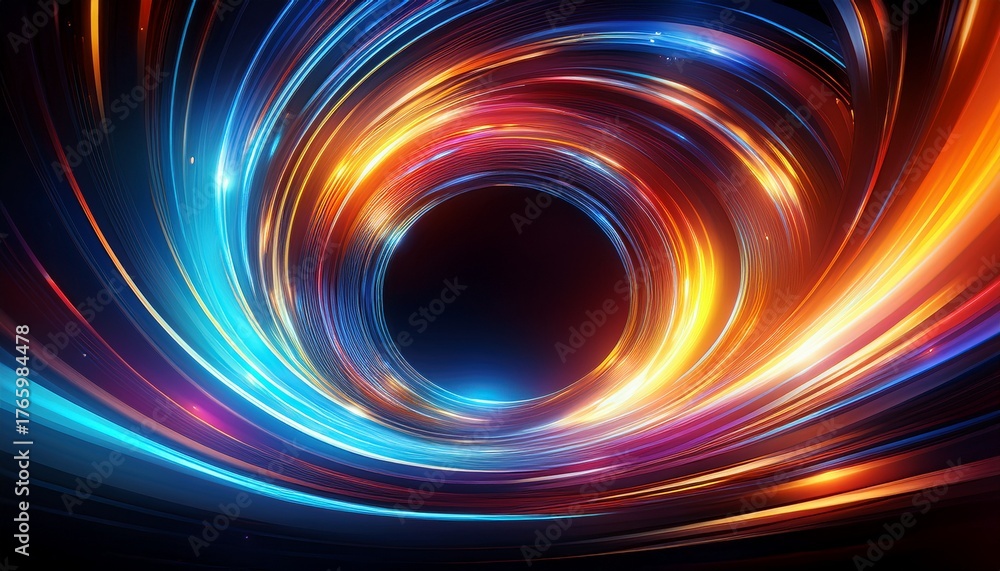 Obraz premium vibrant abstract light patterns in a dynamic circular motion effect
