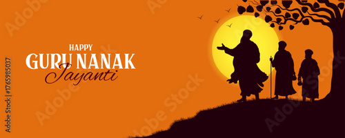 Happy Gurpurab, Guru Nanak Jayanti festival of Sikh celebration background