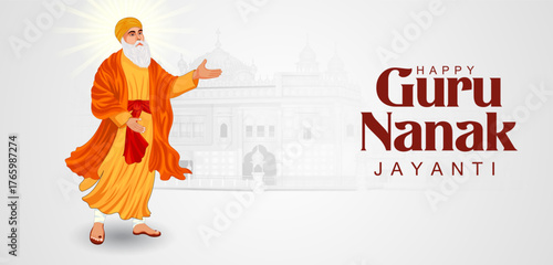 Happy Gurpurab, Guru Nanak Jayanti festival of Sikh celebration background