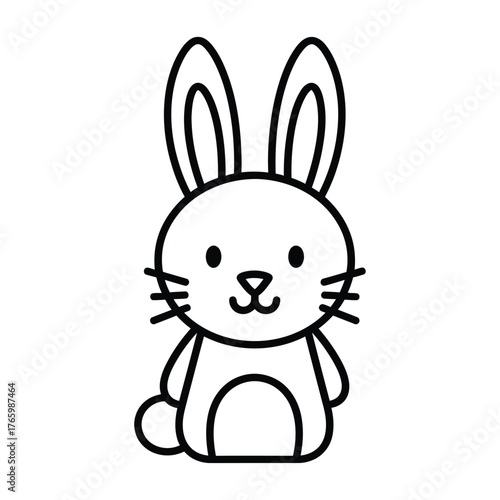 Cute cartoon rabbit outline simple line drawing illustration
