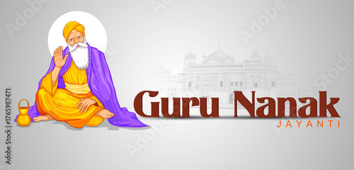 Happy Gurpurab, Guru Nanak Jayanti festival of Sikh celebration background
