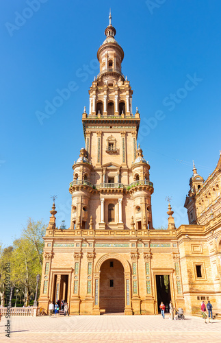Architecture of Spain square in Maria Luisa park, Seville, Spain