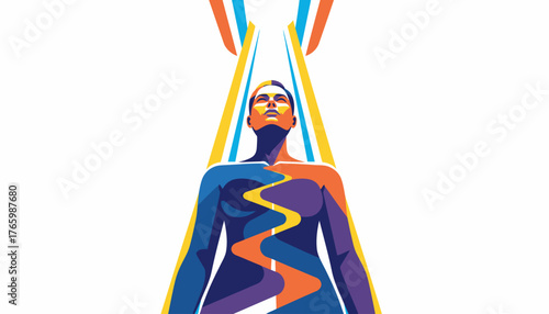 Empowered Corporate Leader Providing Confident Strategic Direction in Flat Design Vector