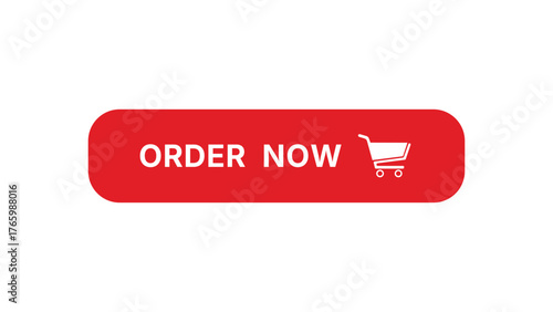 Red order now button with shopping cart icon