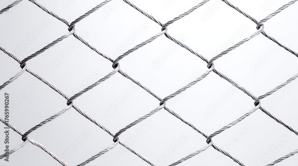 Fototapeta premium Closeup of a diamond pattern fence isolated on white background