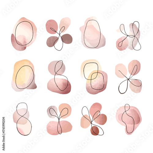 Colorful abstract shapes with delicate lines in a modern design for artistic inspiration