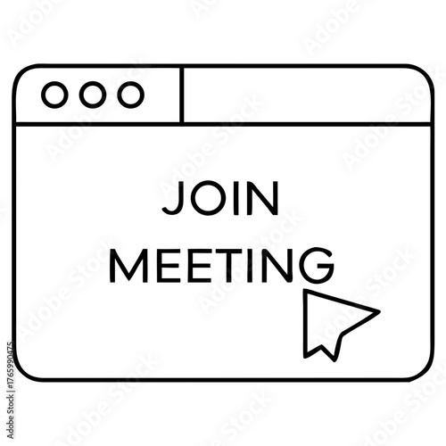 Vector art of computer screen with text join meeting and a cursor icon