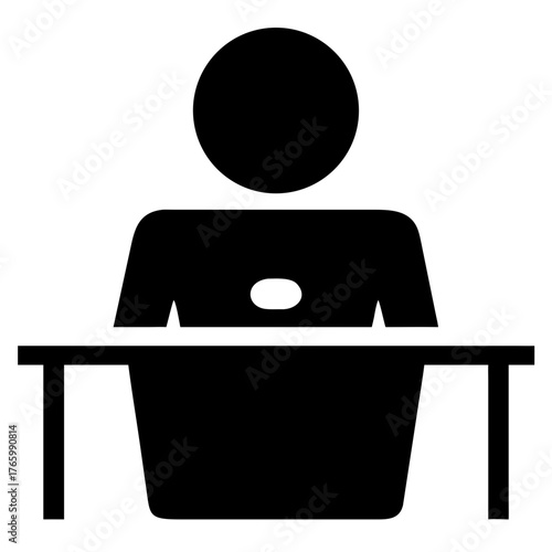 Vector art of person sitting at a desk using a laptop
