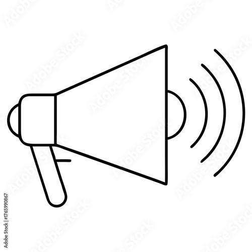 Vector art of outline icon of a megaphone with sound waves