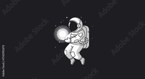 Astronaut Holding a Glowing Orb in Space.