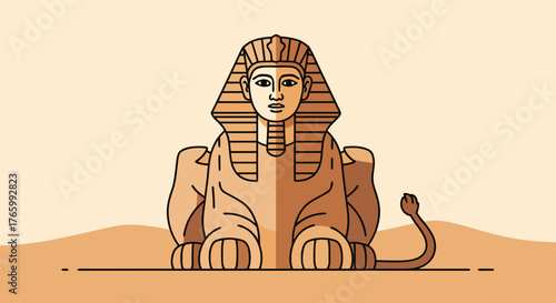 Detailed Illustration of the Great Sphinx of Giza Egypt.