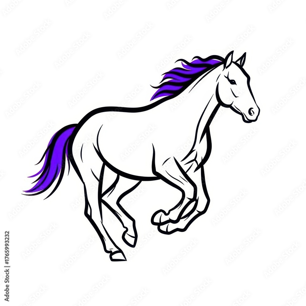 Obraz premium A drawing of a horse with a purple mane