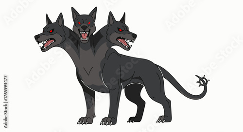 ThreeHeaded Dog Cerberus Guardian of the Underworld Illustration.