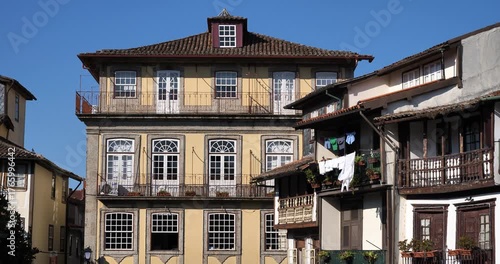 Traditional facades, Praça de Santiago, Guimaraes, Portugal