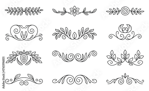 Elegant ornamental flourishes and decorative borders for classic design elements vector illustration eps scalable