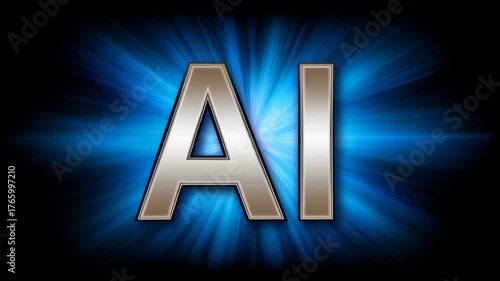 Shiny metallic 3D letter embodying powerful artificial intelligence technology, futuristic concept glowing with blue light and representing innovation for modern digital age