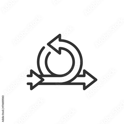 Agile sprint arrows, linear icon. Iterative process and product development. Line with editable stroke.