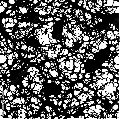 Fine granular particles produce dense grain pattern with uniform dispersed noise distribution.