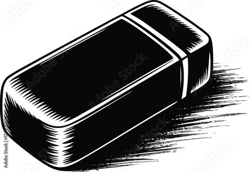 Eraser in Woodcut Style Black and White