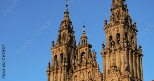 Santiago de Compostela Cathedral. Façade of the Obradoiro. Santiago de Compostela, Spain.