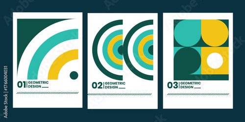 Design. Abstract geometric posters with graphic lines, modern shapes, stylized creative people and minimal typography for design