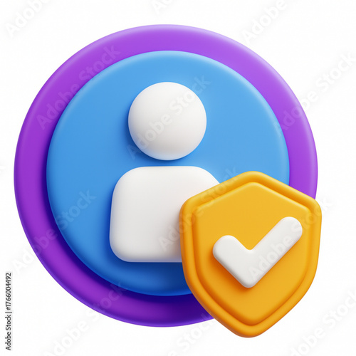Secure user profile with verification badge, ensuring data protection and trustworthy identity, perfect for websites, apps, or marketing that demands security