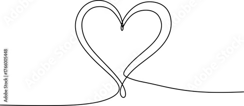 Vector art of single line drawing of a heart