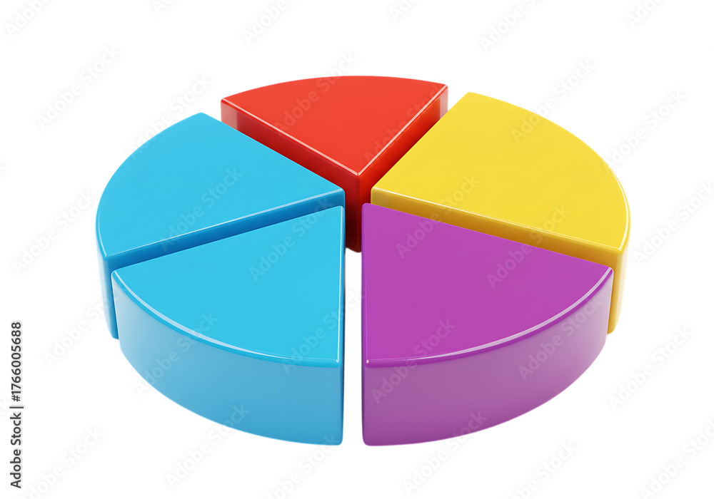 Obraz premium Colorful pie chart segments isolated on transparent background