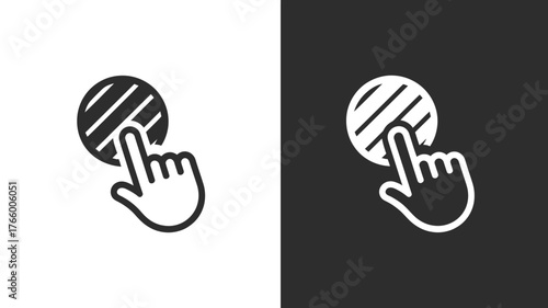Clicking button icon simple flat vector design element for user interface and web design isolated on white and black background