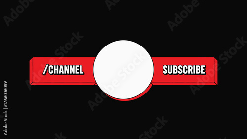 Red subscribe button for social media channels a modern vector graphic for increasing engagement isolated on black background