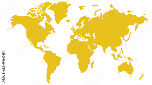 Detailed world map illustration flat vector design of continents isolated on white background for infographic and web design