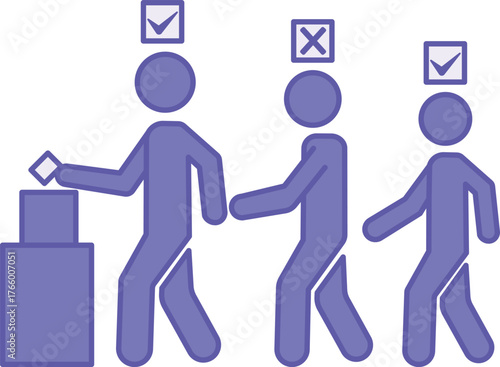Colored Referendum Icon. Vector Illustration. Voters Vote for a Candidate at a Polling Station. Citizen Voting on Issues of National Importance. Election Concept