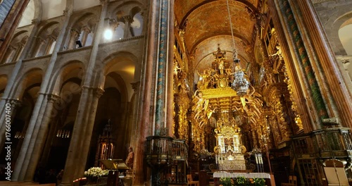 Santiago de Compostela. Interior of the cathedral, Spain.
