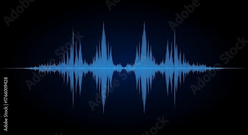 Blue Sound Waveform on Black. (1)