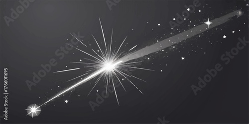 A magical explosion of stars in the night sky creates a bright, shiny abstract design