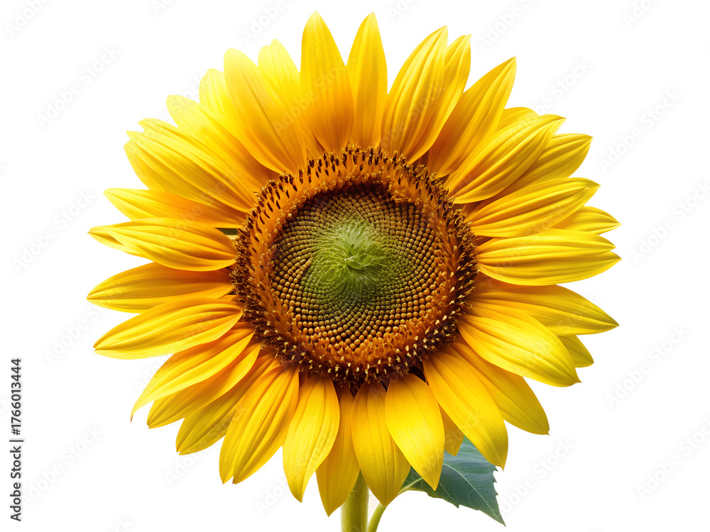 Naklejka premium A bright yellow sunflower in full bloom, isolated on transparent background