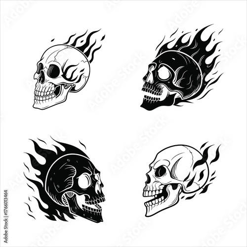 Flaming Skull SVG