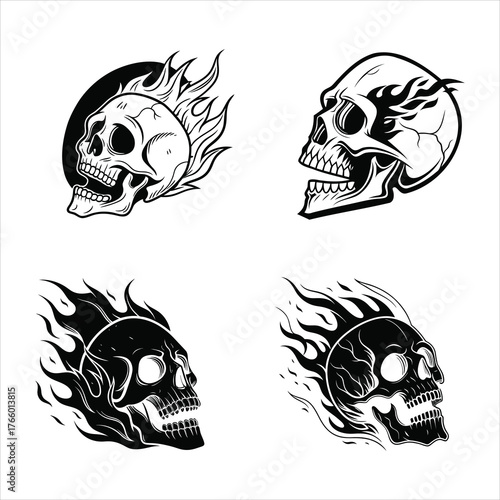 Flaming Skull SVG