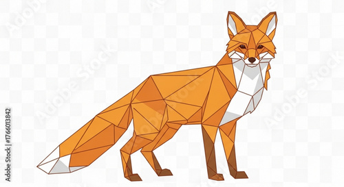 Geometric fox illustration standing alert with a modern polygonal design style