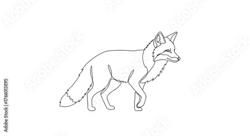 Elegant fox illustration in simple black outline against a clean white background