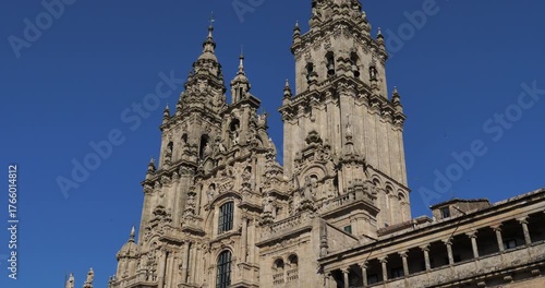 Santiago de Compostela Cathedral. Façade of the Obradoiro. Santiago de Compostela, Spain.