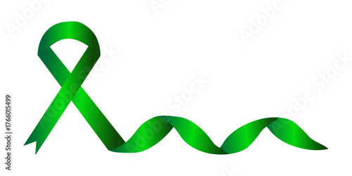 Green awareness ribbon representing hope and support for causes