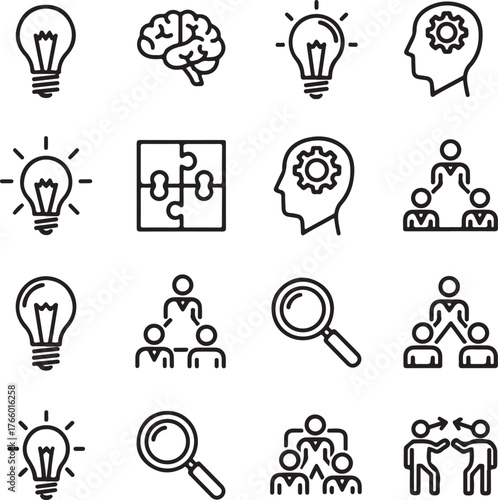 Brainstorming and Innovation Conceptual Icons for Business Solutions