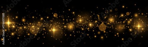 Glistering stardust and sparkling confetti with glowing light flares.
