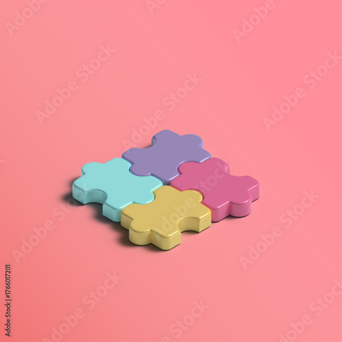 Teamwork and solution concept with colorful puzzle pieces