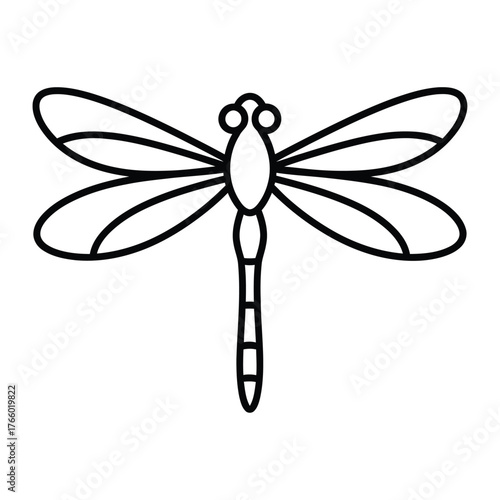 Simple outline drawing of a dragonfly insect with four wings