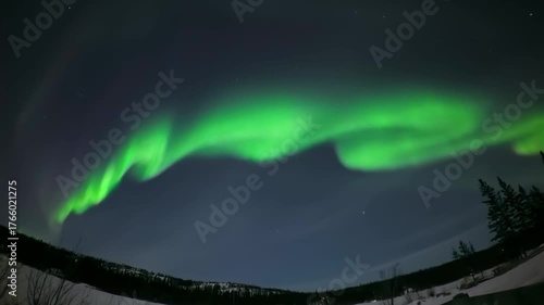 Timelapse of Aurora Borealis (northern lights) in Yellowknife, Northwest Territories, Canada