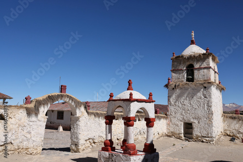 The church in the pretty village of Parinacota, Chile