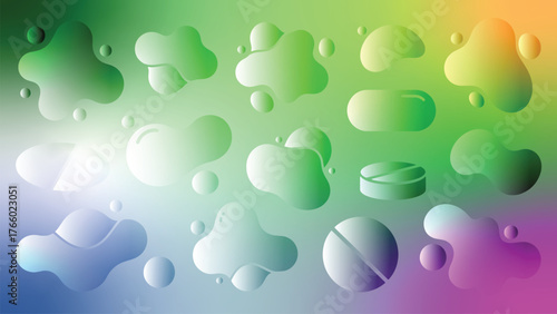 Colorful Abstract Background with Gradient and Pill Shapes for Healthcare and Wellness