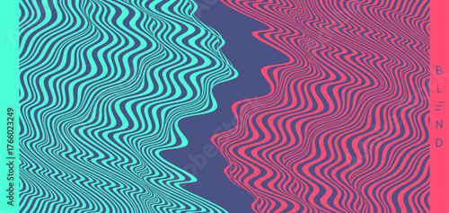 Wavy pattern. Optical illusion. Abstract striped background. 3d vector illustration.